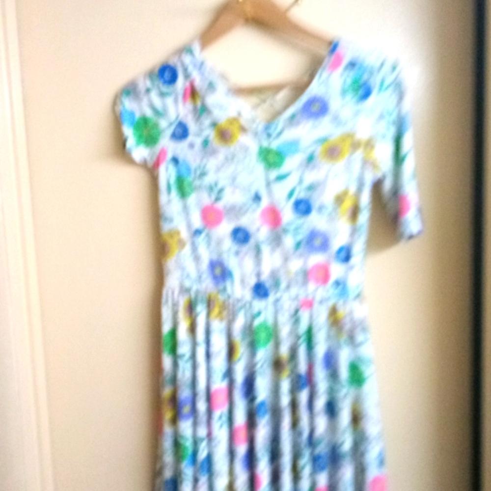 Dotditsmile dress size 12/14 white print dress